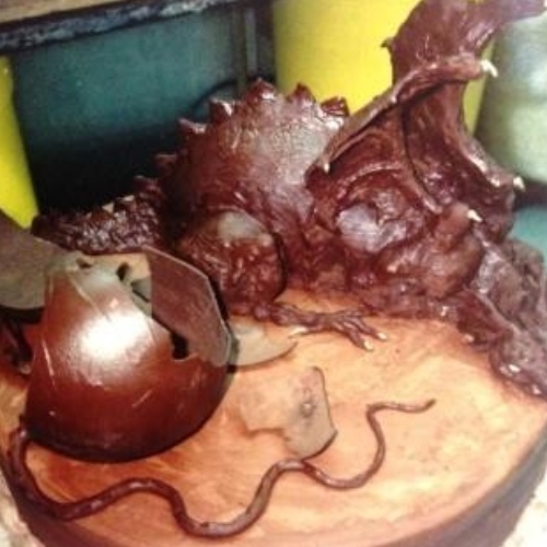 chocolate dragon sculpture cake