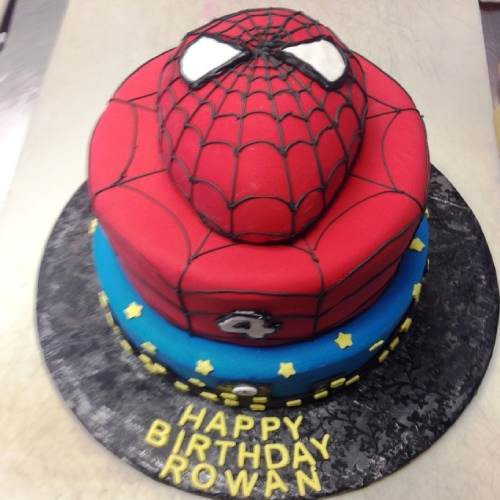Spider man tiered cake
