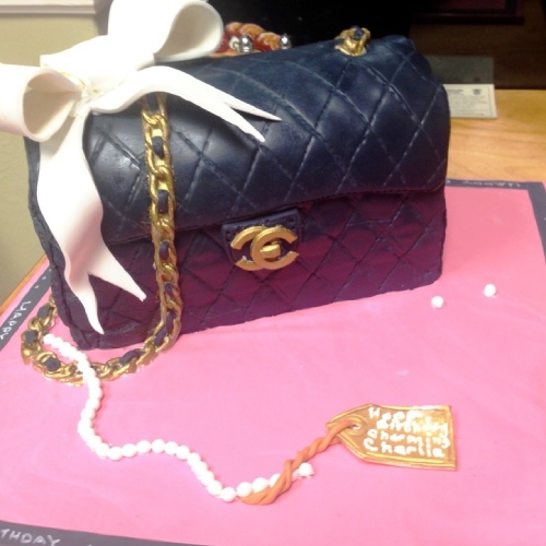 Chanel bag sculpture cake